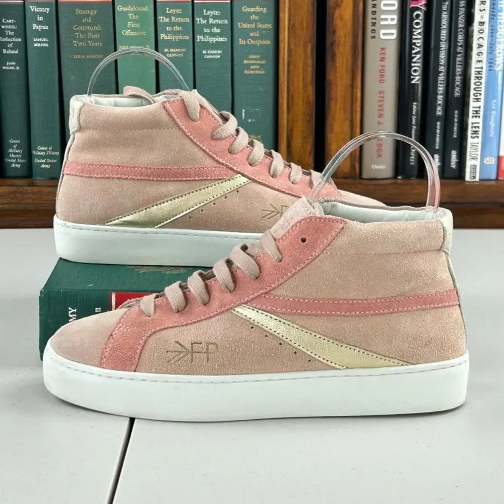 Freshly Picked Blush Pink Suede High Top Tennis Shoes Sneakers Sz 6.5 MSRP $225